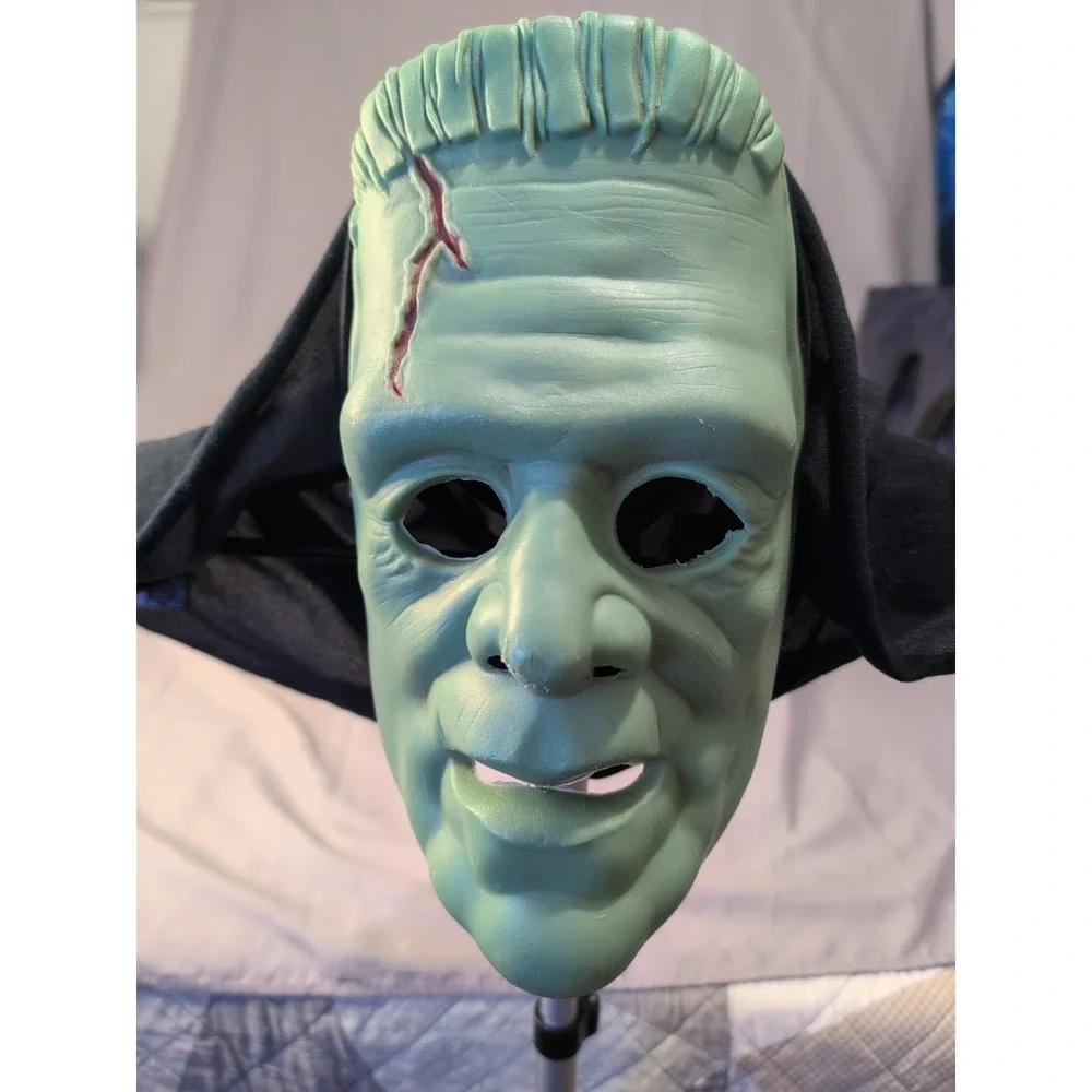 Vtg Rare Frankenstein Monster Mask Strap & Hood Halloween Horror Classic Plastic